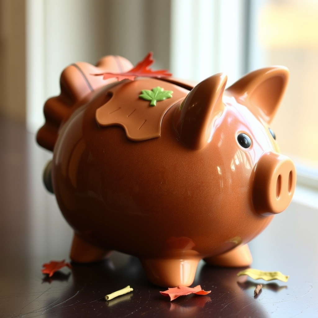 Thanksgiving piggy bank. Created with CF Flow AI.