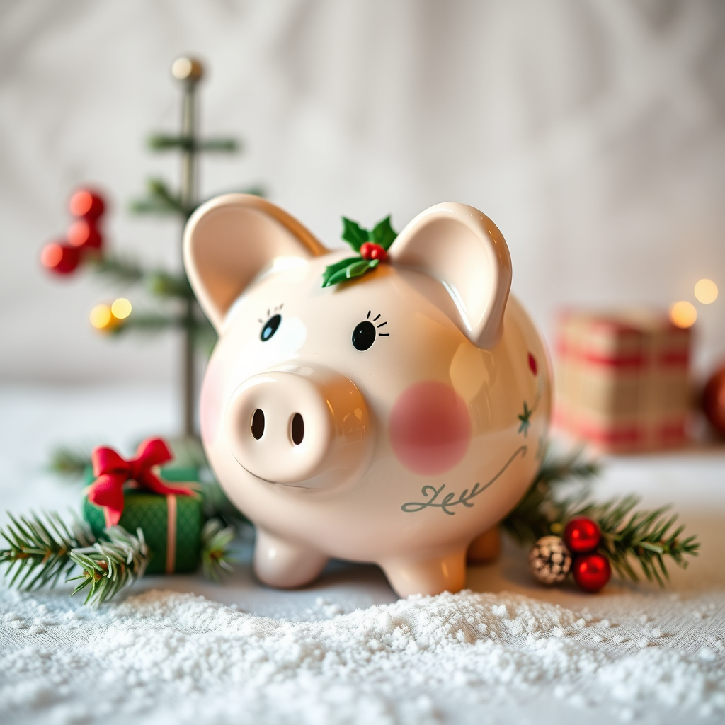 Christmas piggy bank. Image created with CF Flow AI. 